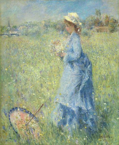 Pierre-Auguste Renoir Femme cueillant des Fleurs oil on canvas painting by Pierre-Auguste Renoir Norge oil painting art